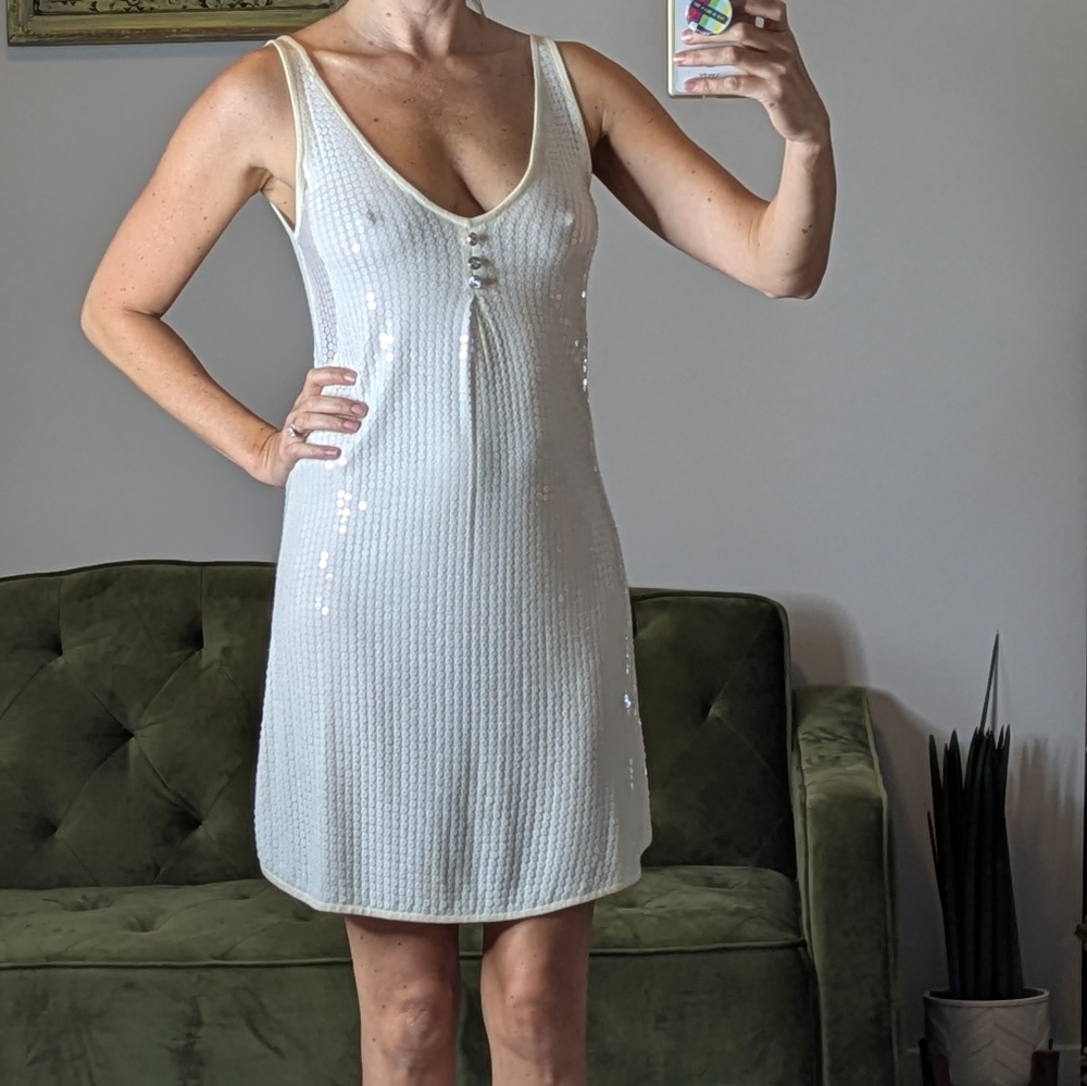 Arden B Vintage sheer Sequin Slip Sheath Embellished Cocktail Dress Size XS